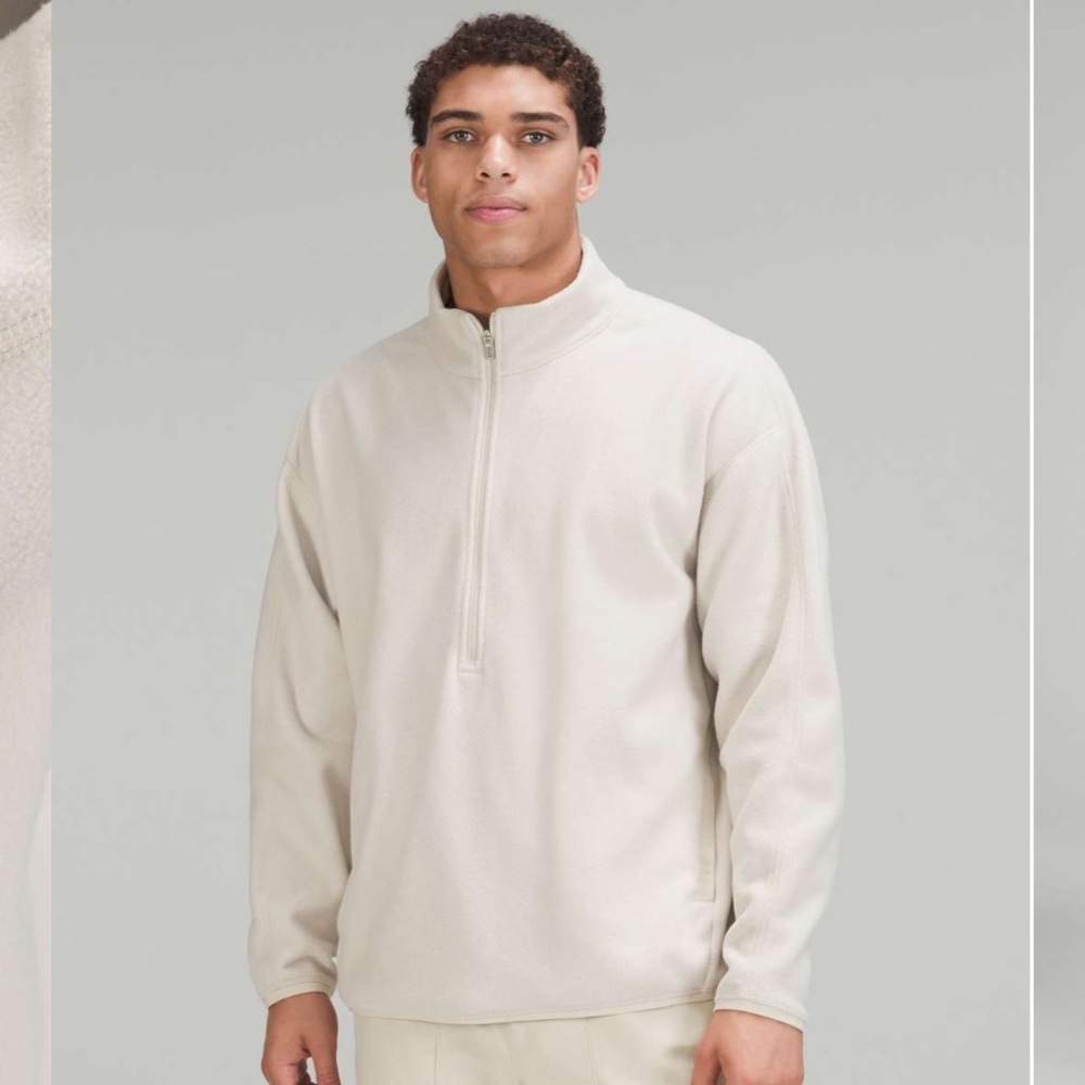 Lululemon Oversized-Fit Fleece Half Zip Sweater in Natural Ivory